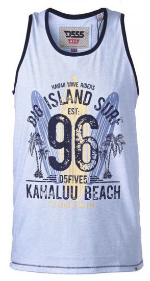 D555 Wirral Hawaii Surf Board Printed Vest Sky Blue - Kratke Majice - Moške kratke majice za močnejše postave