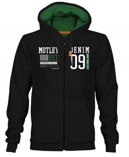 Motley Denim Woking Hoodie Black - Puloverji & jopice - Moški Puloverji & Jopice za Močnejše Postave