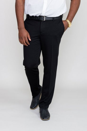 D555 Yarmouth Four Way Stretch Trouser With Flexible Waistband Black - Kavbojke & hlače - Moške Kavbojke in Hlače za Močnejše Postave