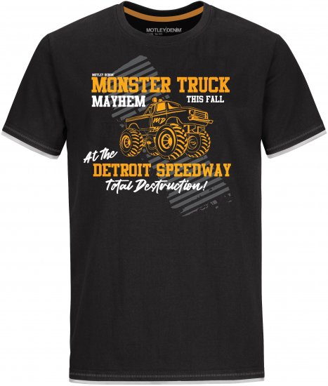 Motley Denim Yeovil T-Shirt Black - Kratke Majice - Moške kratke majice za močnejše postave