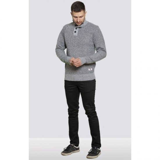 D555 Zane Sweater Grey - Puloverji & jopice - Moški Puloverji & Jopice za Močnejše Postave